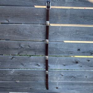Brown Leather Belt with Silver Buckles
